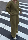 PRETTYGARDEN Casual Winter Two Piece Sets for Women V Neck Sweatshirt Loose Wide Leg Pants Tracksuit Knit Fall Outfits