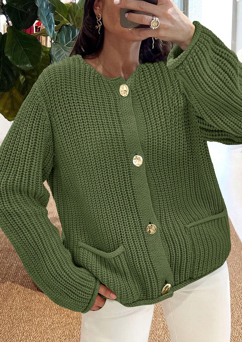 PRETTYGARDEN Cardigan Sweaters for Women Trendy Oversized Knit Chunky Button Cardigans Fall Winter Outfits with Pockets