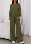 PRETTYGARDEN Womens 2 Piece Sets Long Sleeve Sweatshirt Wide Leg Pants Loose Matching Lounge Set Trendy Fall Outfits