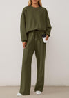PRETTYGARDEN 2 Piece Sets For Women Fall Trendy Long Sleeve Sweatshirt Wide Leg Pants Loungewear Set Matching Sweatsuit