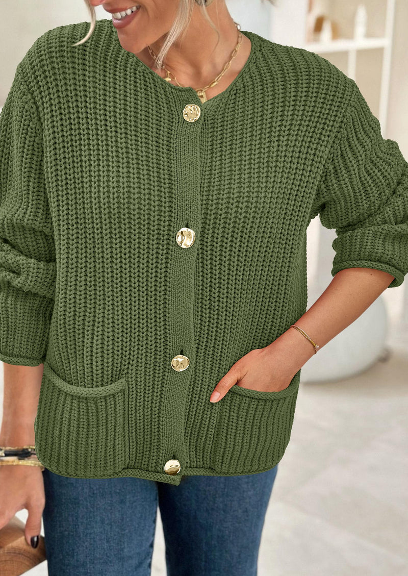 PRETTYGARDEN Cardigan Sweaters for Women Trendy Oversized Knit Chunky Button Cardigans Fall Winter Outfits with Pockets