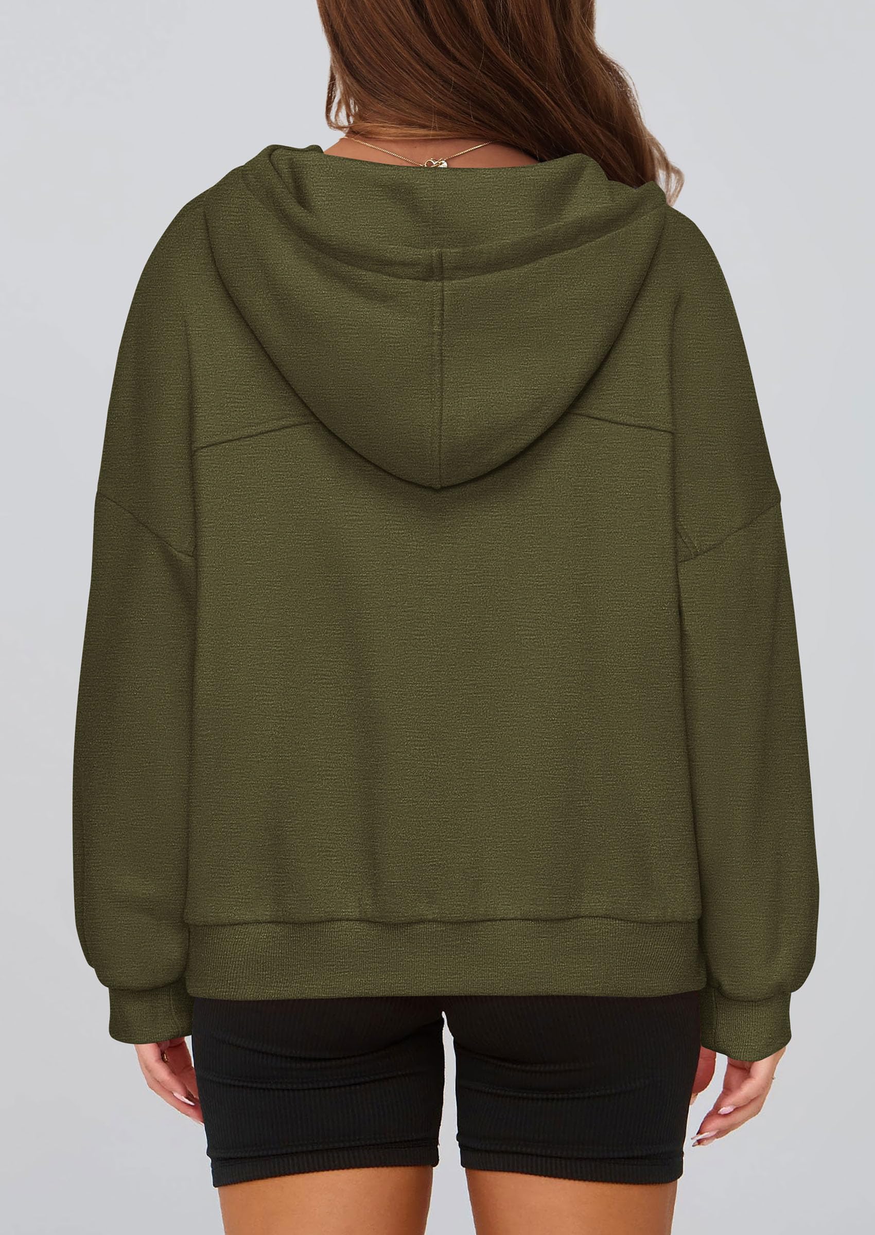 PRETTYGARDEN Womens Hoodies Cropped Fleece Sweatshirts Fall Fashion Quarter Zip Pullover Long Sleeve Tops Winter Clothes
