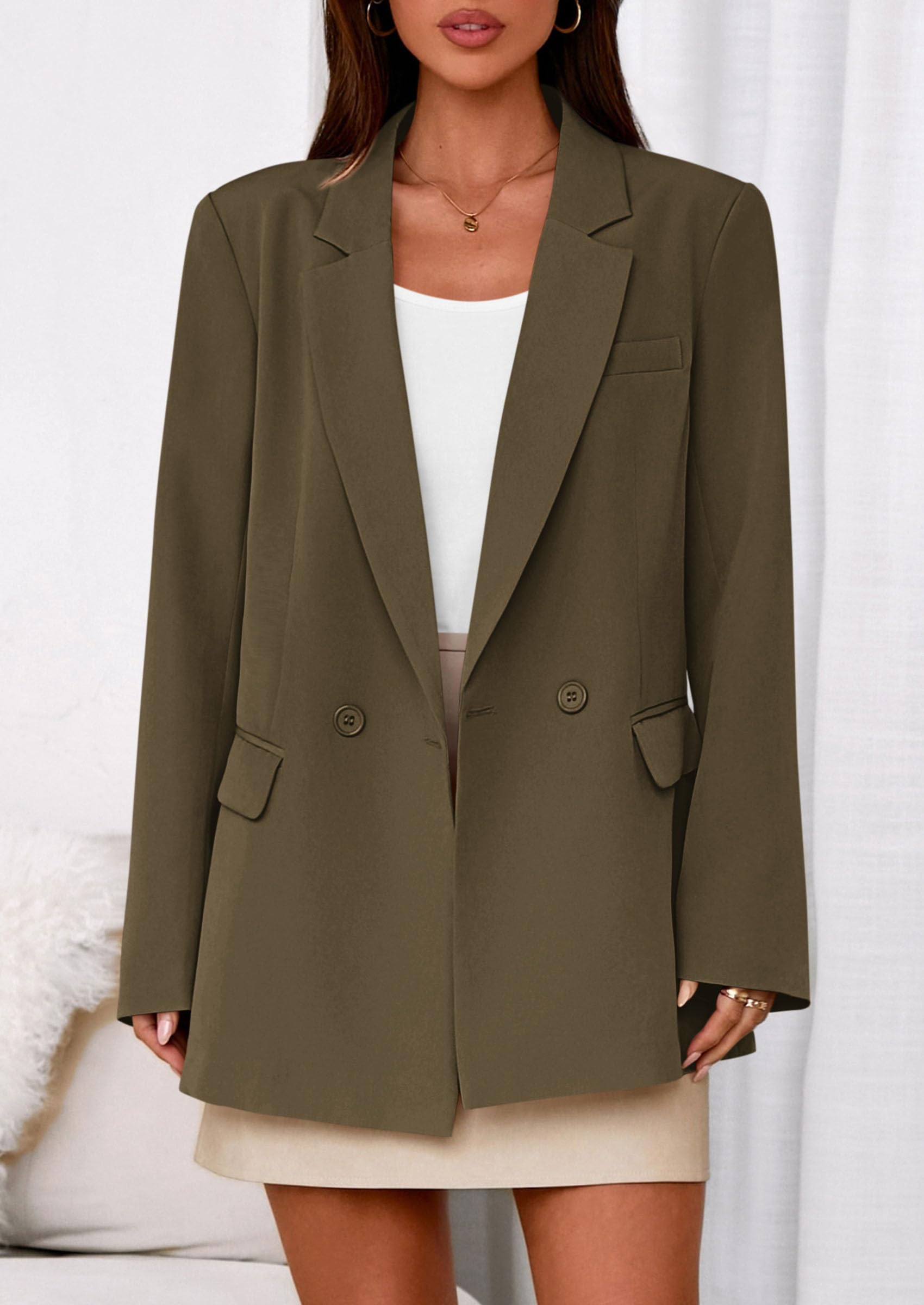 PRETTYGARDEN Fall Blazers for Women Business Casual Long Sleeve Lapel Pockets Dressy Suit Jackets Work Office Clothes PRETTYGARDEN