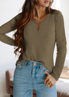 PRETTYGARDEN Long Sleeve Shirts for Women Fall V Neck Waffle Basic Tee Dressy Casual Winter Blouses Knit Tunic Tops