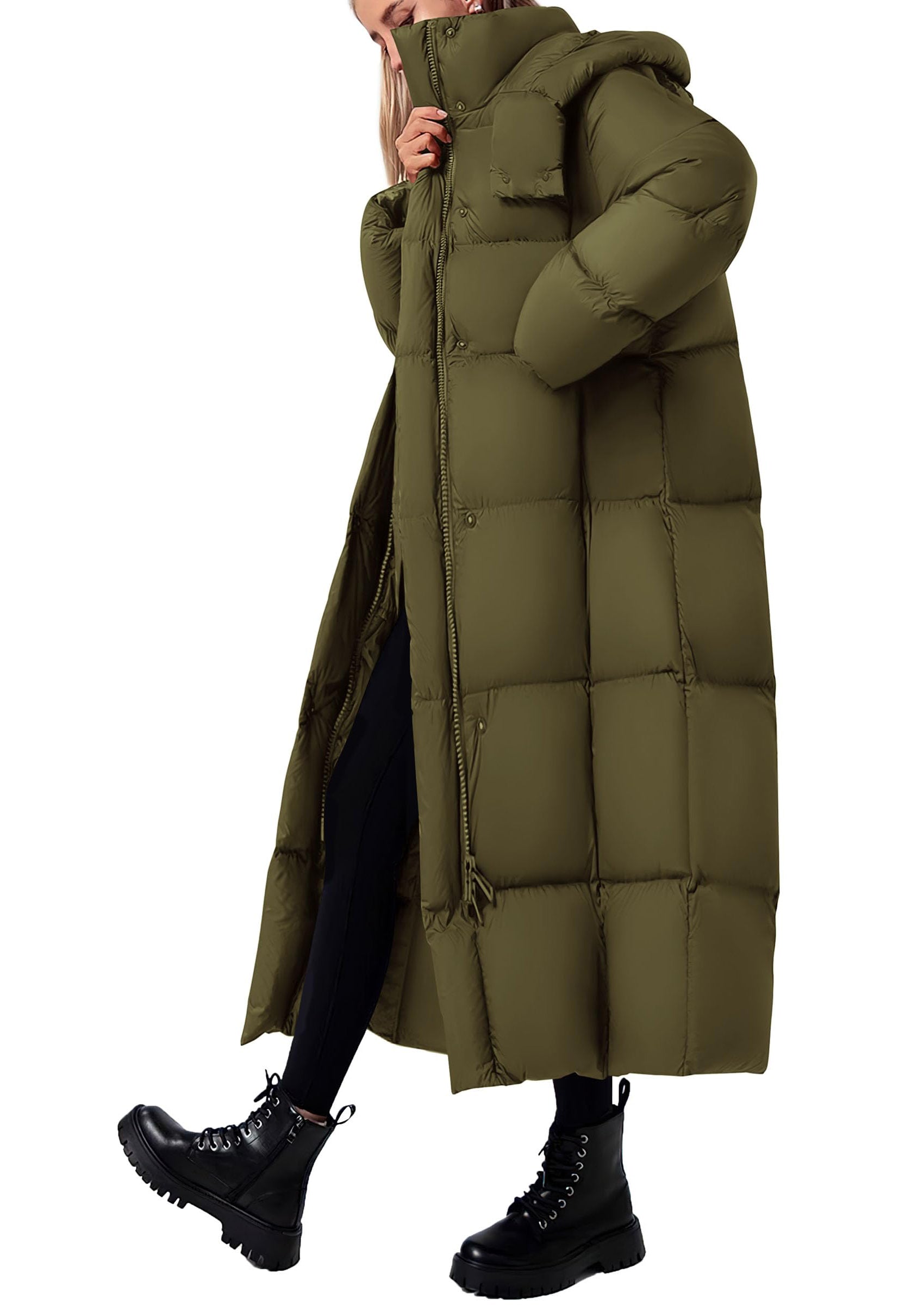 PRETTYGARDEN Women's Winter Long Puffer Coats Hooded Zip Up Casual Thickened Down Jackets Trendy Warm Clothes Outerwear