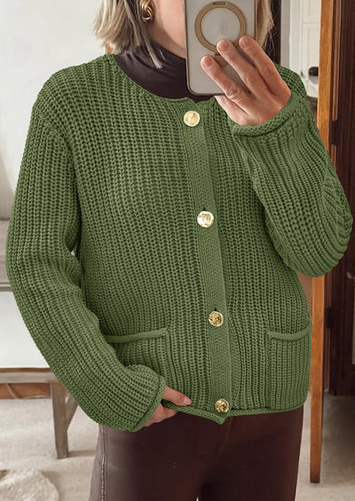 PRETTYGARDEN Cardigan Sweaters for Women Trendy Oversized Knit Chunky Button Cardigans Fall Winter Outfits with Pockets
