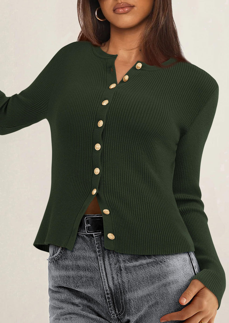 PRETTYGARDEN Womens Fall Cardigan Sweaters Lightweight Long Sleeve Button up Ribbed Knit Tops Winter Fashion Clothes
