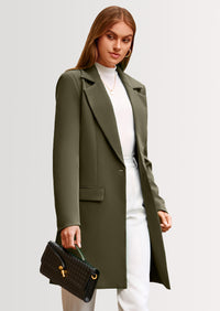PRETTYGARDEN Women's Spring Fall Long Blazer Jackets Long Sleeve Lapel Pockets Loose Fit Work Casual Blazers Outerwear