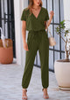 Deep V Neck Wrap Drawstring Waist Jumpsuits
