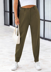 Summer High Waisted Ankle Length Trouser Slacks With Pockets