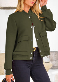 Casual Long Sleeve Button up Lightweight Varsity Bomber Jackets