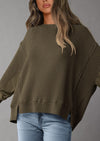 PRETTYGARDEN Oversized Sweatshirt for Women Fashion Crewneck Long Sleeve Pullover Waffle Knit Tops Fall Trendy Clothes