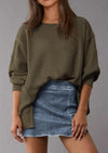 PRETTYGARDEN Oversized Sweatshirt for Women Fashion Crewneck Long Sleeve Pullover Waffle Knit Tops Fall Trendy Clothes