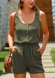 Sleeveless Short Set Button Down Jumpsuits