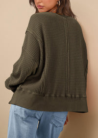 PRETTYGARDEN Oversized Sweatshirt for Women Fashion Crewneck Long Sleeve Pullover Waffle Knit Tops Fall Trendy Clothes