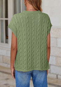 Casual Short Sleeve Crew Neck Knit Pullover Trendy Spring Outfits Sweater Vest