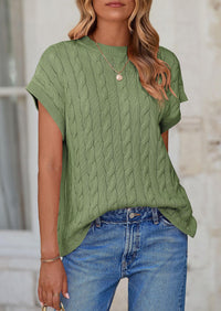 Casual Short Sleeve Crew Neck Knit Pullover Trendy Spring Outfits Sweater Vest
