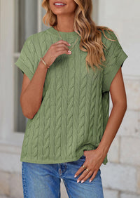 Casual Short Sleeve Crew Neck Knit Pullover Trendy Spring Outfits Sweater Vest