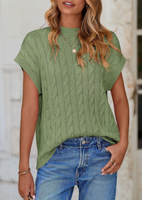 Casual Short Sleeve Crew Neck Knit Pullover Trendy Spring Outfits Sweater Vest