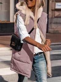 PRETTYGARDEN Womens Fall Reversible Vests Sleeveless Fleece Jacket Zip Up Hoodie Pockets Long Warm Winter Coat Outerwear