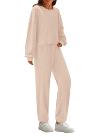 PRETTYGARDEN Women's Two Piece Outfits Lounge Sets Long Sleeve Pullover Tops Sweatpants Fall Fashion Matching Clothing