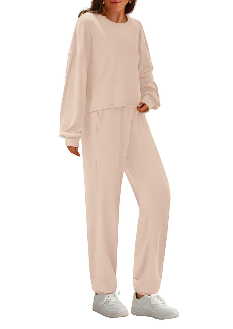 PRETTYGARDEN Women's Two Piece Outfits Lounge Sets Long Sleeve Pullover Tops Sweatpants Fall Fashion Matching Clothing