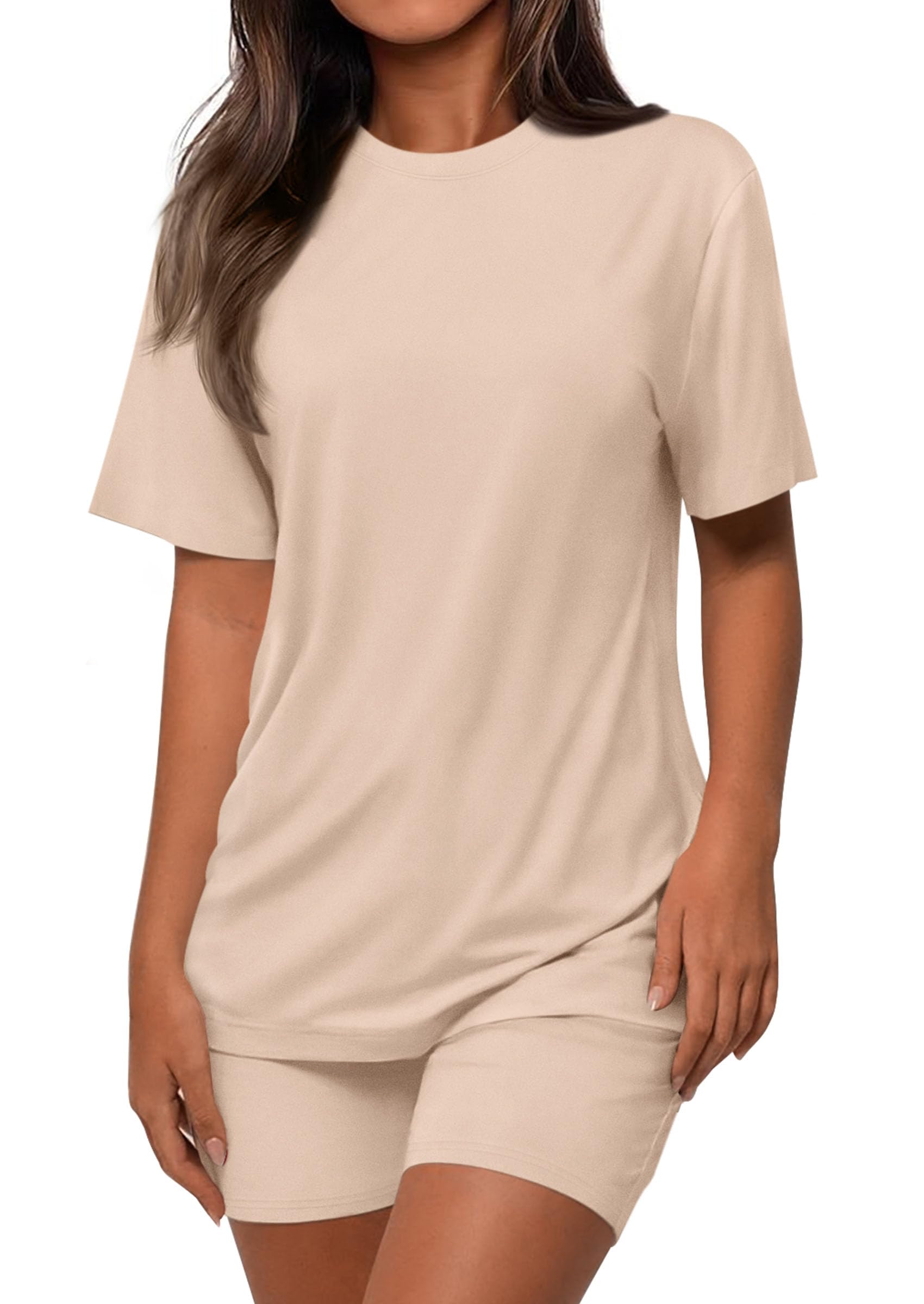 PRETTYGARDEN Women's Two Piece Matching Lounge Sets Summer Casual Tops Short Sleeve Shirts Shorts Travel Airport Outfits PRETTYGARDEN