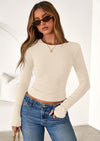 PRETTYGARDEN Womens Summer Fall Long Sleeve Shirts Ribbed Knit Fitted Basic Tee Going Out Tops Underscrub Casual Outfits