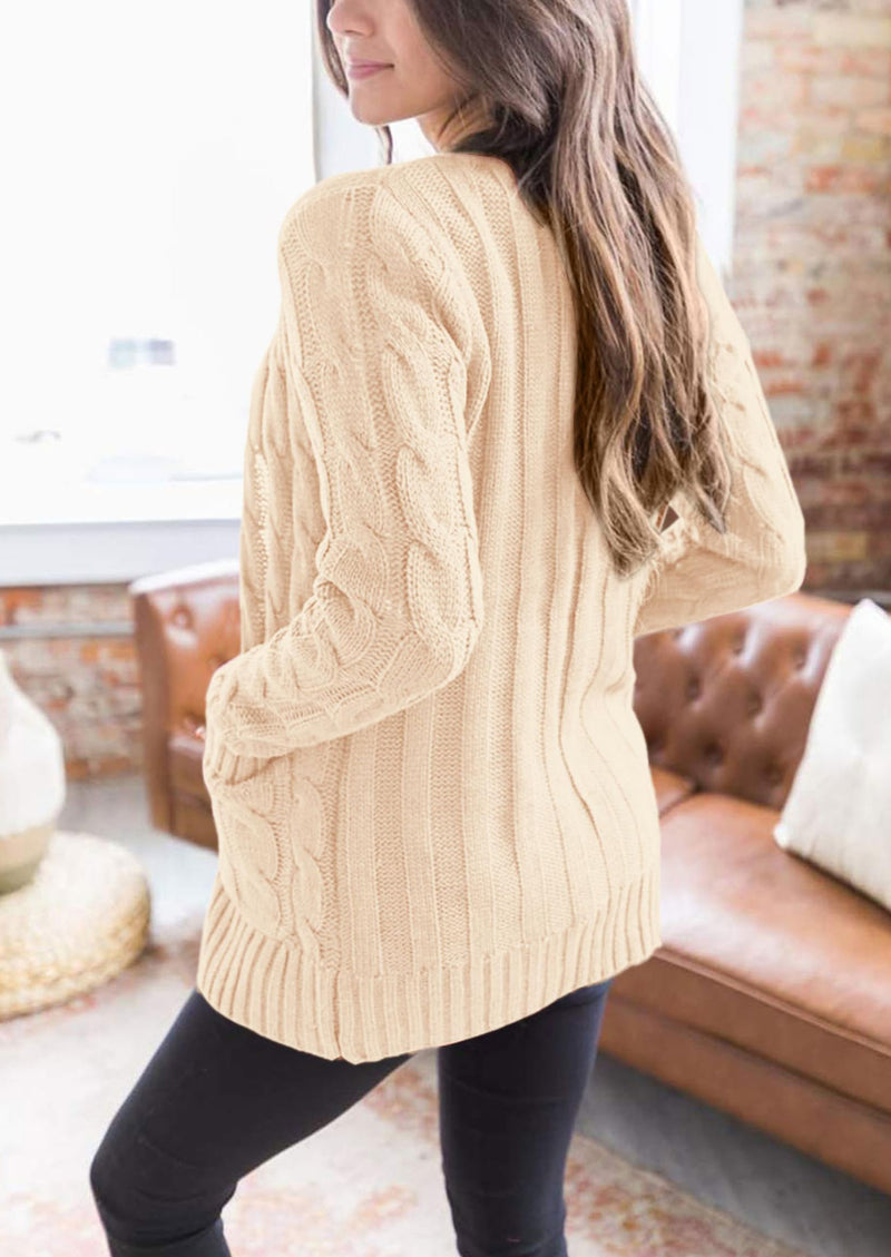 PRETTYGARDEN Women's Open Front Cardigan Sweaters Fall Fashion Button Down Cable Knit Chunky Winter Outerwear Coats