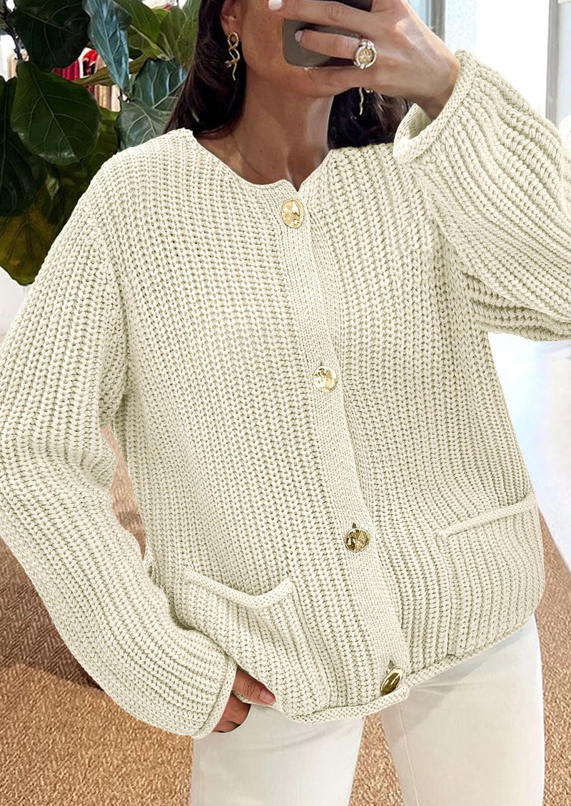 PRETTYGARDEN Cardigan Sweaters for Women Trendy Oversized Knit Chunky Button Cardigans Fall Winter Outfits with Pockets