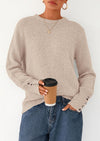 PRETTYGARDEN Womens Sweaters Fall Fashion Casual Crewneck Pullover Button Long Sleeve Cute Knit Tops Winter Clothes