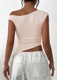 Off The Shoulder Sleeveless One Shoulder Ruched Asymmetrical Y2K Tank Top
