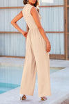 PRETTYGARDEN Womens Summer Jumpsuits Dressy Casual One Piece Outfits Sleeveless Mock Neck Wide Leg Pants Rompers with Pockets