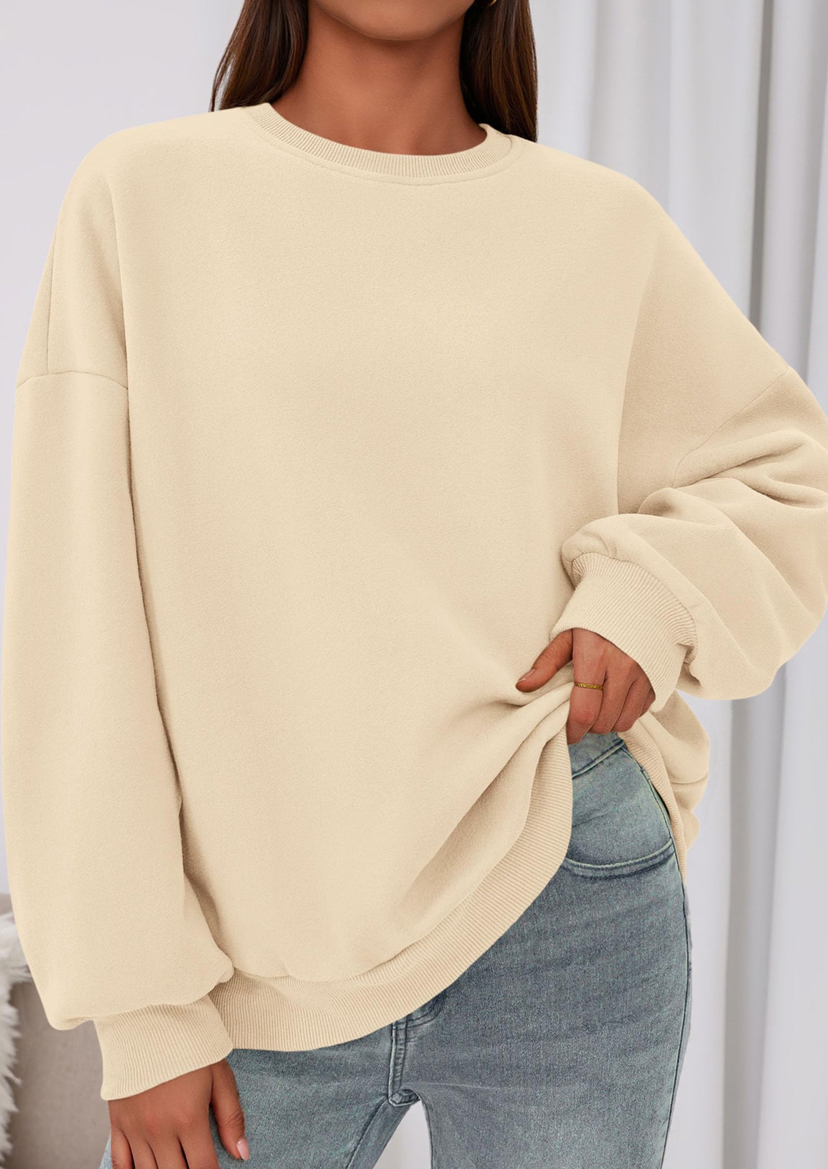 PRETTYGARDEN Sweatshirts for Women Oversized Crewneck Fleece Pullover Long Sleeve Tops Comfy Fall Winter Fashion Outfits