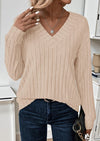 PRETTYGARDEN Fall Fashion Long Sleeve Shirts for Women Ribbed Knit V Neck Dressy Casual Lightweight Sweaters Tunic Tops