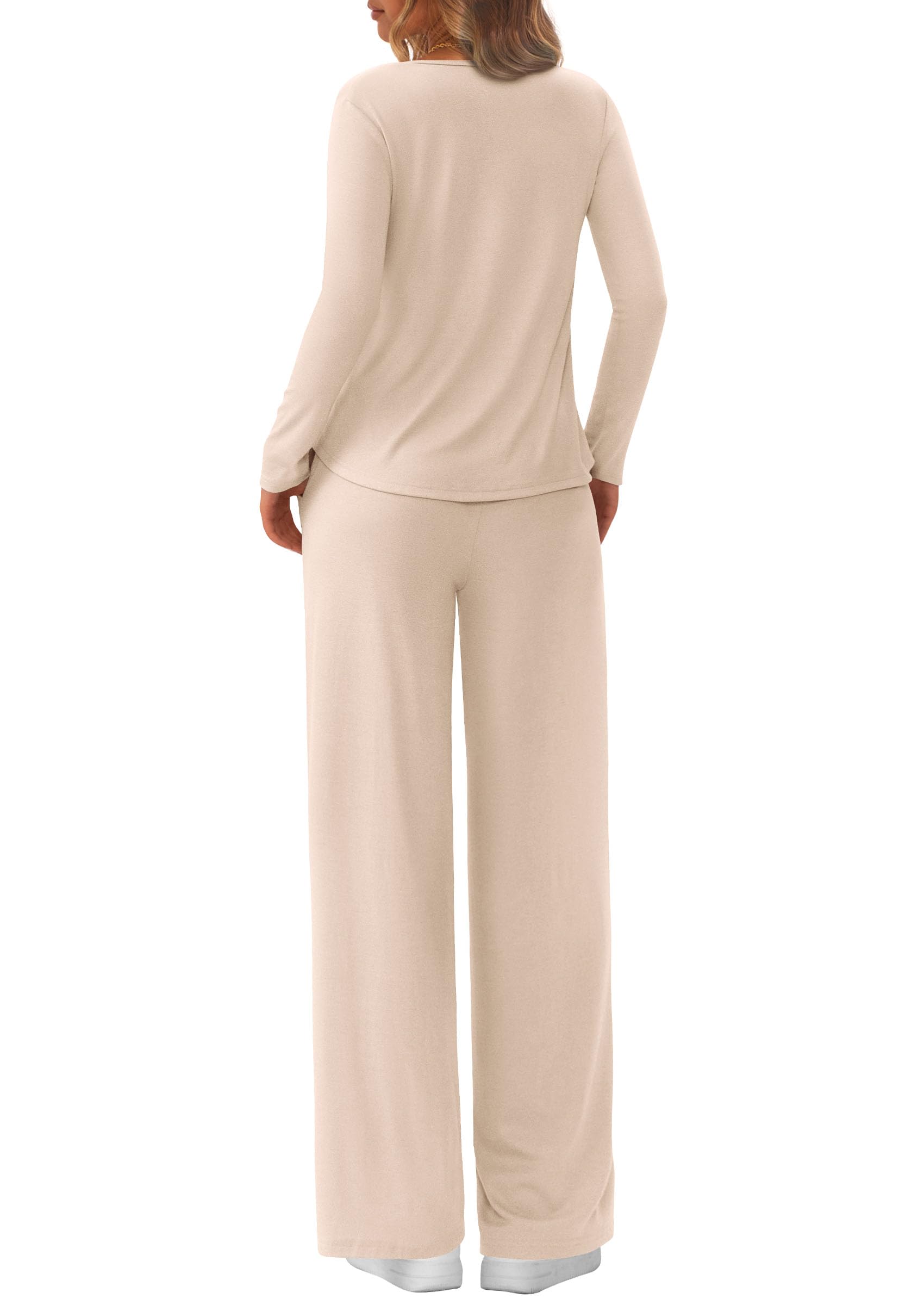 PRETTYGARDEN Women's 2 Piece Fall Sets  Casual Long Sleeve Shirts Wide Leg Pants Lounge Travel Outfits Fashion Clothing