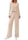 PRETTYGARDEN Women's 2 Piece Fall Sets  Casual Long Sleeve Shirts Wide Leg Pants Lounge Travel Outfits Fashion Clothing