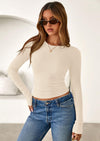 PRETTYGARDEN Womens Summer Fall Long Sleeve Shirts Ribbed Knit Fitted Basic Tee Going Out Tops Underscrub Casual Outfits