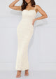 Elegant Spaghetti Strap Lace Floral Bodycon Maxi Dress