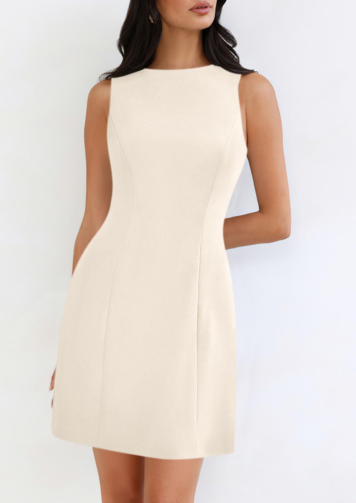 Sleeveless Boat Neck A Line Elegant Cocktail Party Mini Dresses