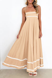 Casual Sleeveless Spaghetti Strap Ruffle Beach Flowy Maxi Dress