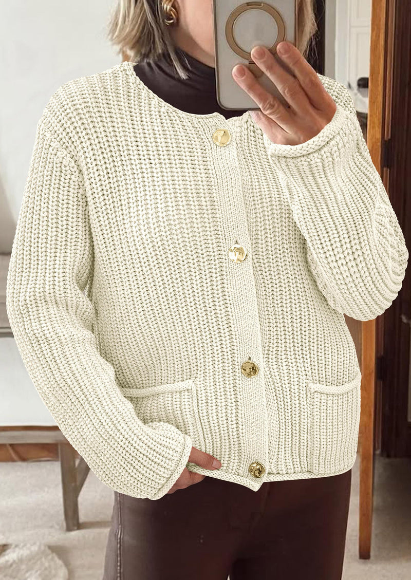 PRETTYGARDEN Cardigan Sweaters for Women Trendy Oversized Knit Chunky Button Cardigans Fall Winter Outfits with Pockets