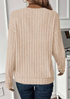 PRETTYGARDEN Fall Fashion Long Sleeve Shirts for Women Ribbed Knit V Neck Dressy Casual Lightweight Sweaters Tunic Tops