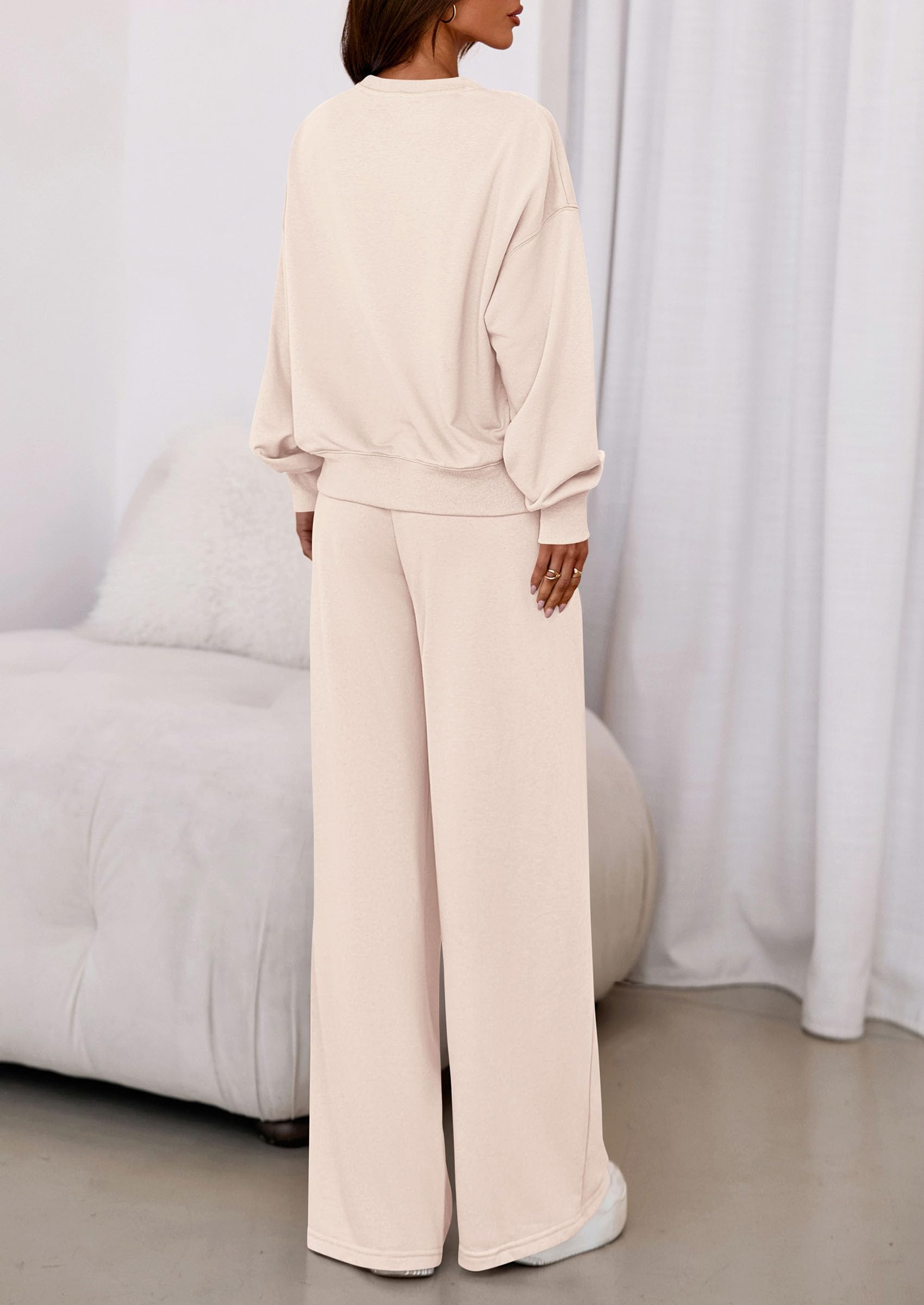PRETTYGARDEN Womens 2 Piece Sets Long Sleeve Sweatshirt Wide Leg Pants Loose Matching Lounge Set Trendy Fall Outfits