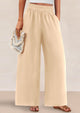Casual Elastic Waist Loose Flowy Palazzo Pants Trousers with Pockets