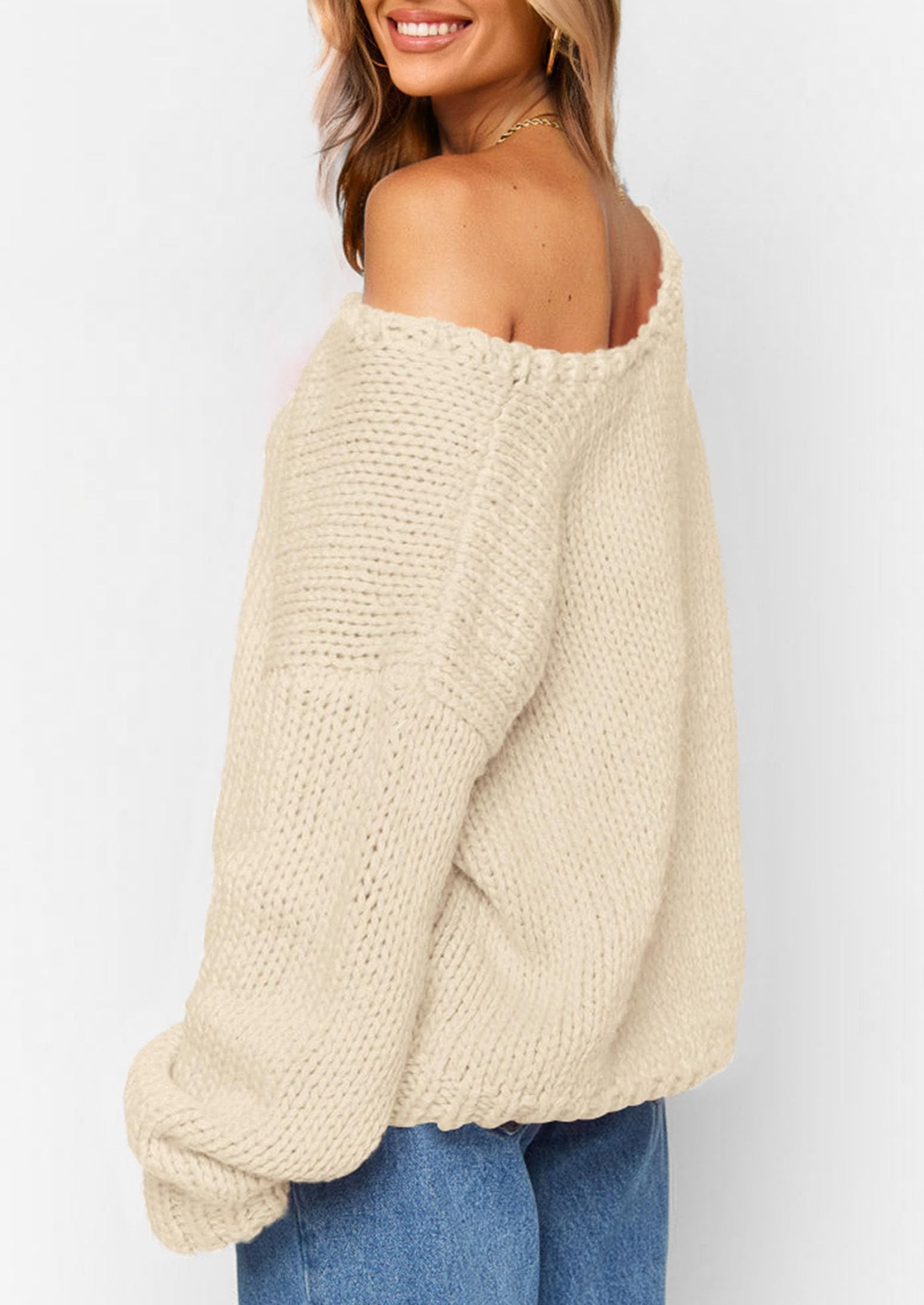 PRETTYGARDEN Women's Fall Oversized Sweaters Long Sleeve V Neck Dressy Casual Chunky Knit Loose Pullover Tops Winter Clothing