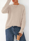PRETTYGARDEN Womens Sweaters Fall Fashion Casual Crewneck Pullover Button Long Sleeve Cute Knit Tops Winter Clothes