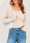 PRETTYGARDEN Women's Summer Long Sleeve Henley T Shirts Ribbed Knit Button Slim Fitted Basic Casual Going Out Fall Tops