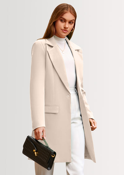 PRETTYGARDEN Women's Spring Fall Long Blazer Jackets Long Sleeve Lapel Pockets Loose Fit Work Casual Blazers Outerwear