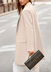 PRETTYGARDEN Women's Spring Fall Long Blazer Jackets Long Sleeve Lapel Pockets Loose Fit Work Casual Blazers Outerwear